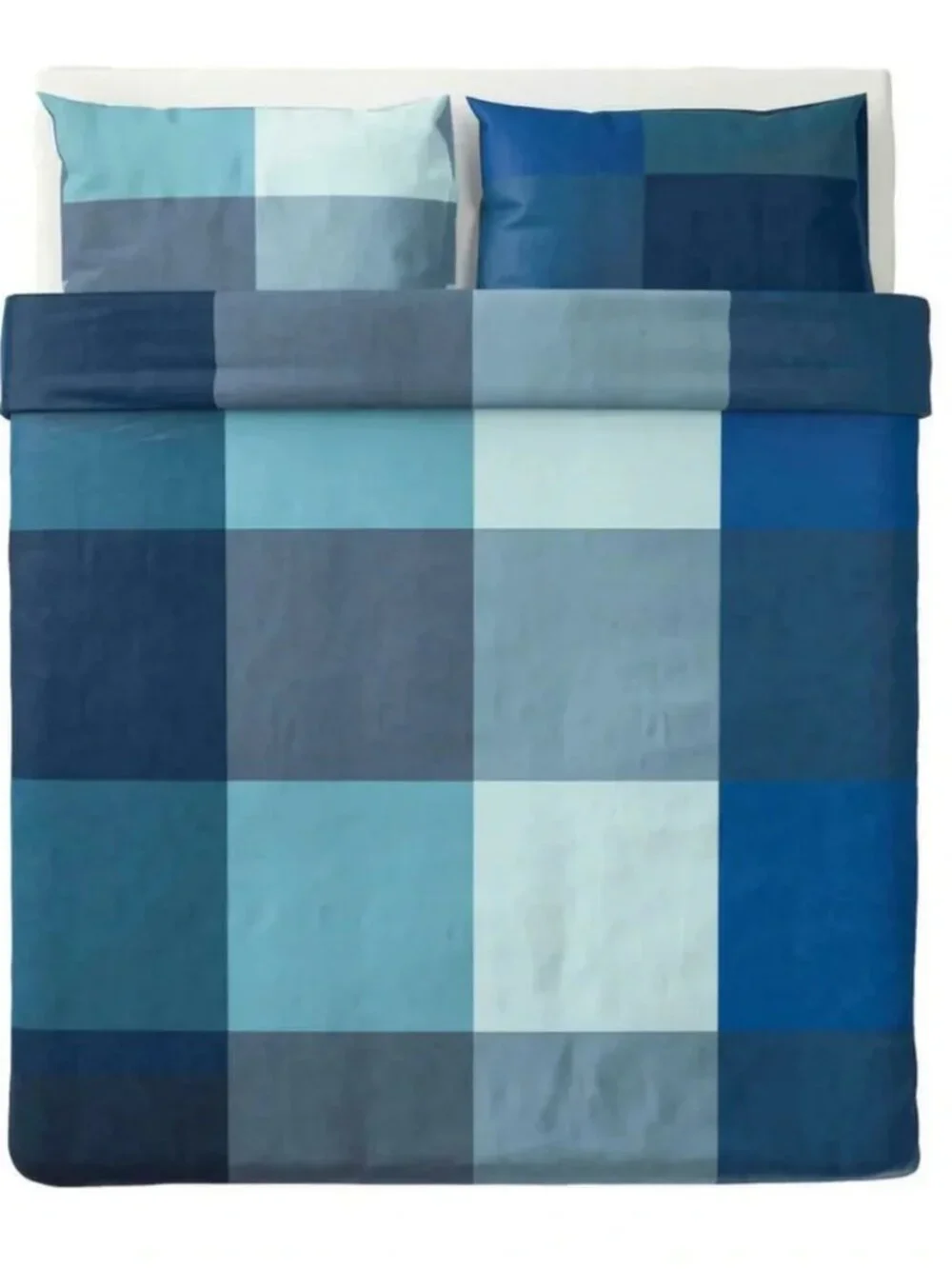 IKEA BRUNKRISSLA Blue Plaid Full/Queen Duvet Cover & Shams Set